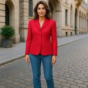 Brooks Brothers Wool Blazer Jacket Red Women's 14 Made in USA